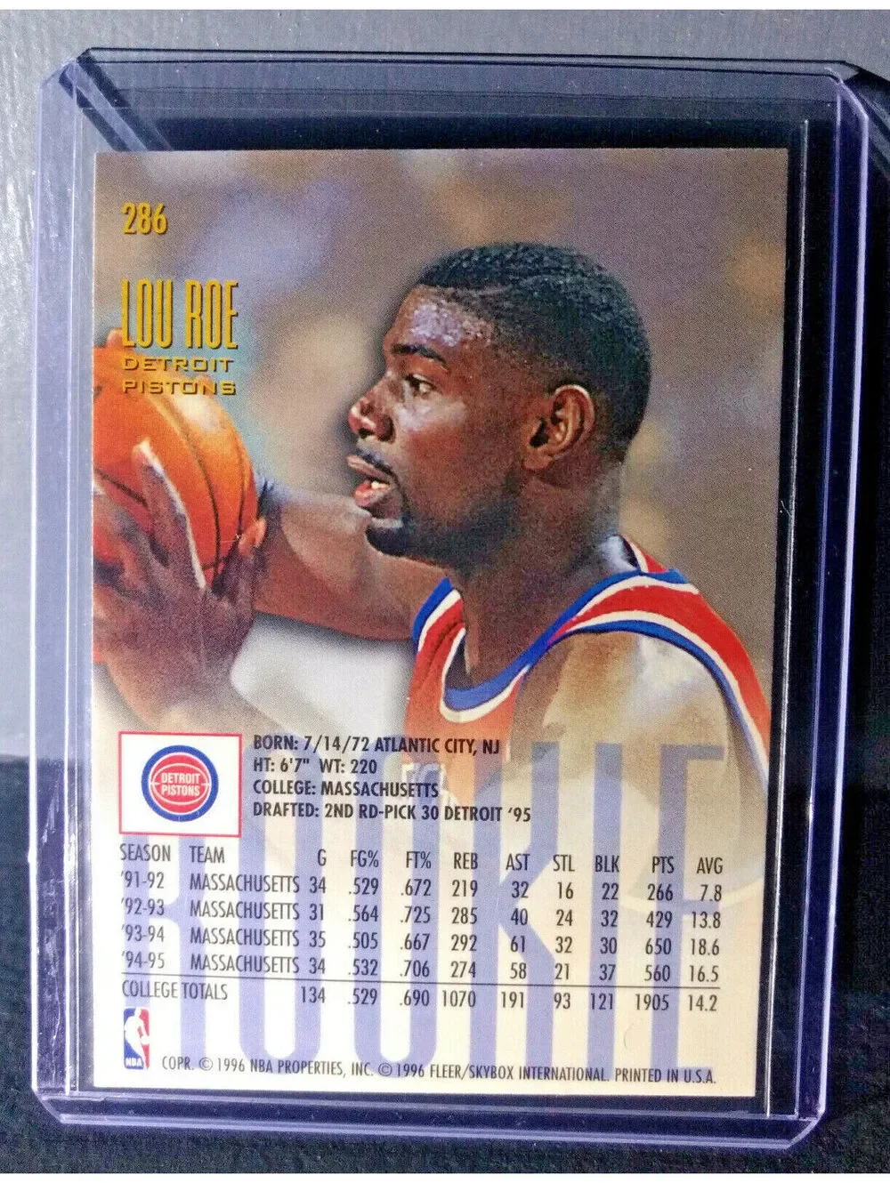 1995-96 Lou Roe Fleer Ultra #286 Rookie Basketball Card